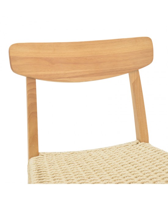 Καρέκλα Eaprine pakoworld φυσικό σχοινί-rubberwood 49x53x77εκ