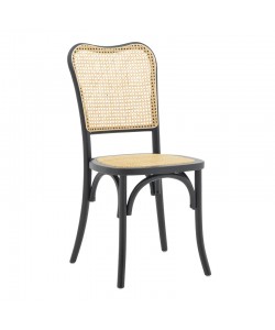 Καρέκλα στοιβαζόμενη Zozele pakoworld φυσικό rattan pe-μαύρο toon wood 45x51x88εκ