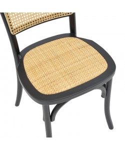 Καρέκλα στοιβαζόμενη Zozele pakoworld φυσικό rattan pe-μαύρο toon wood 45x51x88εκ