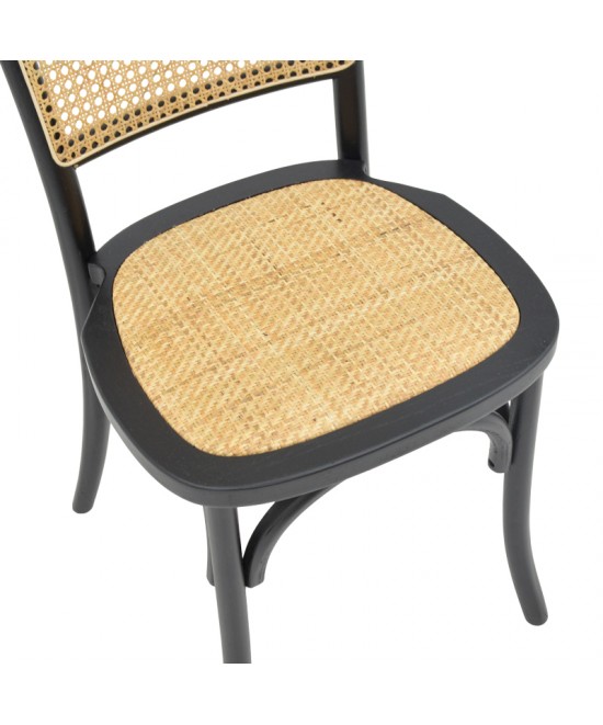 Καρέκλα στοιβαζόμενη Zozele pakoworld φυσικό rattan pe-μαύρο toon wood 45x51x88εκ