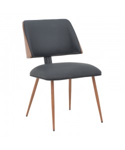 Καρέκλα Ubane pakoworld μαύρο pu-πόδι καρυδί μέταλλο 53x62.5x85εκ