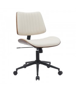 Καρέκλα γραφείου εργασίας Amani pakoworld μπεζ pu-καρυδί plywood 52x54x90.5εκ