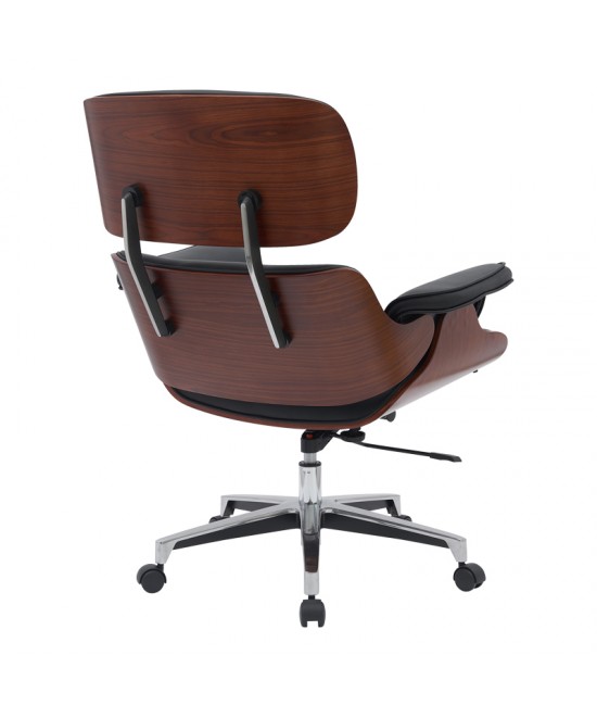 Καρέκλα γραφείου διευθυντή Kobane pakoworld μαύρο pu-βάση χρωμίου 84x75x113.5εκ