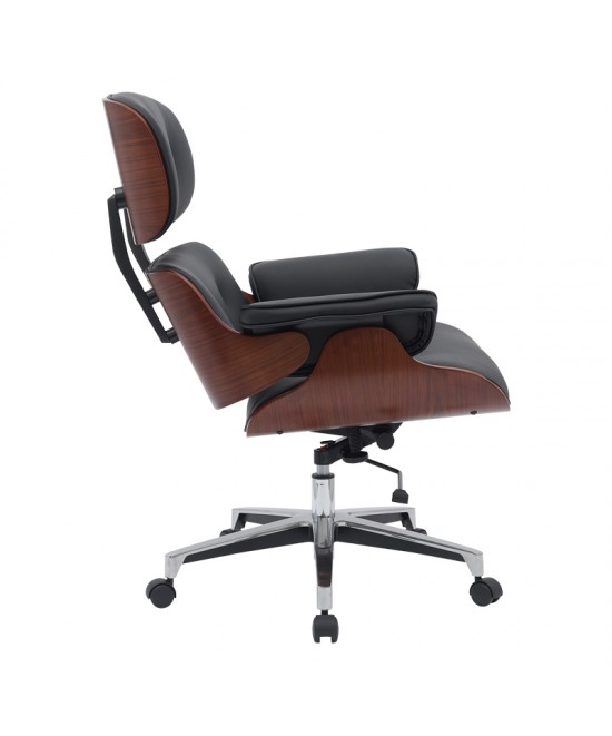 Καρέκλα γραφείου διευθυντή Kobane pakoworld μαύρο pu-βάση χρωμίου 84x75x113.5εκ