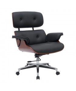 Καρέκλα γραφείου διευθυντή Kobane pakoworld μαύρο pu-βάση χρωμίου 84x75x113.5εκ