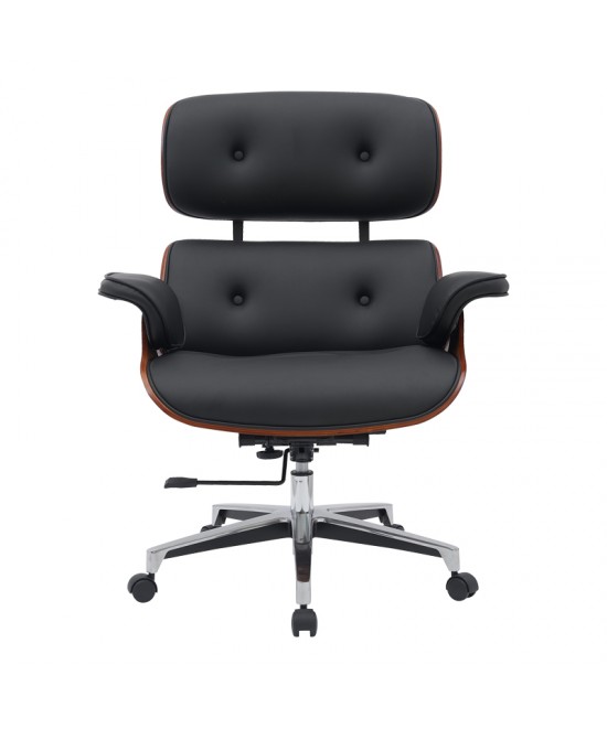 Καρέκλα γραφείου διευθυντή Kobane pakoworld μαύρο pu-βάση χρωμίου 84x75x113.5εκ