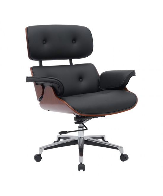 Καρέκλα γραφείου διευθυντή Kobane pakoworld μαύρο pu-βάση χρωμίου 84x75x113.5εκ