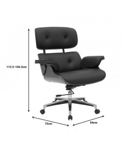 Καρέκλα γραφείου διευθυντή Kobane pakoworld μαύρο pu-βάση χρωμίου 84x75x113.5εκ