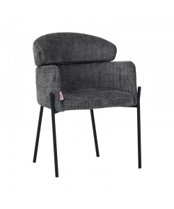 Πολυθρόνα Tolerse Inart ανοιχτό γκρι ύφασμα-πόδι μαύρο μέταλλο 58x57x80εκ