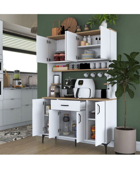 Mπουφές με ράφι Cordie pakoworld λευκό μελαμίνης 120x40x184.2εκ Mπουφές με ράφι Cordie pakoworld λευκό μελαμίνης 120x40x184.2εκ