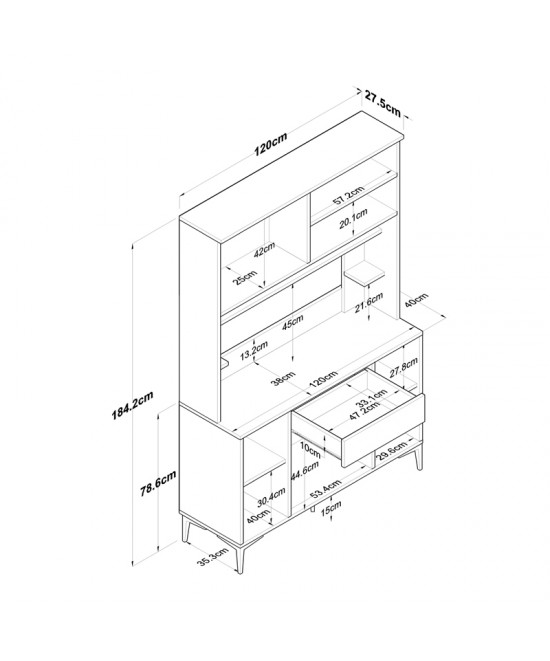 Mπουφές με ράφι Cordie pakoworld λευκό μελαμίνης 120x40x184.2εκ Mπουφές με ράφι Cordie pakoworld λευκό μελαμίνης 120x40x184.2εκ