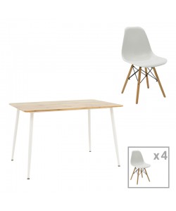 Τραπεζαρία Julita-Cuba pakoworld σετ 5τεμ pp-mdf σε λευκή-sonoma απόχρωση120x80x75εκ