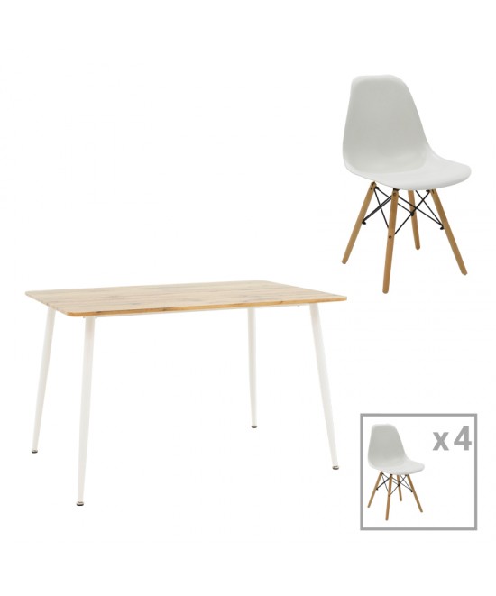 Τραπεζαρία Julita-Cuba pakoworld σετ 5τεμ pp-mdf σε λευκή-sonoma απόχρωση120x80x75εκ Τραπεζαρία Julita-Cuba pakoworld σετ 5τεμ pp-mdf σε λευκή-sonoma απόχρωση120x80x75εκ