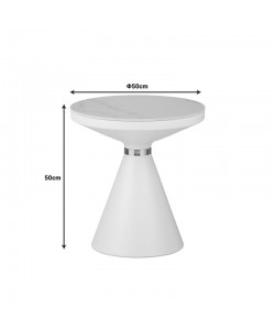 Βοηθητικό τραπέζι Coozlin Inart sintered stone σε απόχρωση λευκό μαρμάρου με λευκό-χρυσό μέταλλο Φ50x50εκ