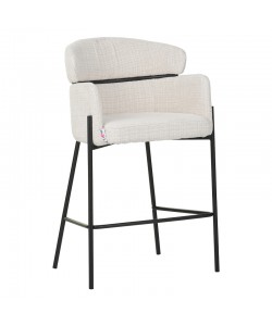 Σκαμπό μπαρ Tolerse Inart μπεζ ύφασμα-πόδι μαύρο μέταλλο