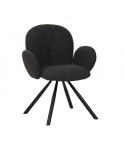 Πολυθρόνα Garzele Inart ανθρακί μπουκλέ ύφασμα-πόδι μαύρο μέταλλο 68x66x82.5εκ