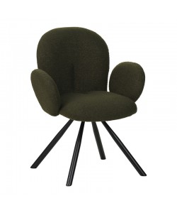 Πολυθρόνα Garzele Inart πράσινο μπουκλέ ύφασμα-πόδι μαύρο μέταλλο 68x66x82.5εκ