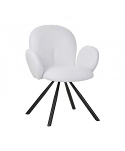 Πολυθρόνα Garzele Inart λευκό μπουκλέ ύφασμα-πόδι μαύρο μέταλλο 68x66x82.5εκ