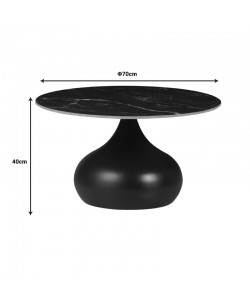 Τραπέζι σαλονιού Kirkene Inart sintered stone σε απόχρωση μαύρο μαρμάρου με μαύρο μέταλλο Φ70x40εκ Τραπέζι σαλονιού Kirkene Inart sintered stone σε απόχρωση μαύρο μαρμάρου με μαύρο μέταλλο Φ70x40εκ