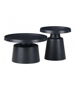 Τραπέζια σαλονιού Ginoze Inart σετ 2τεμ μέταλλο σε μαύρη απόχρωση