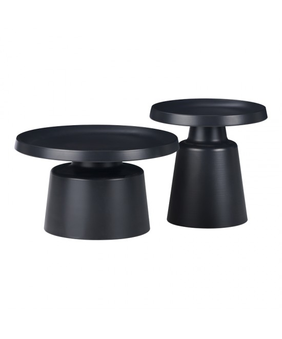 Τραπέζια σαλονιού Ginoze Inart σετ 2τεμ μέταλλο σε μαύρη απόχρωση