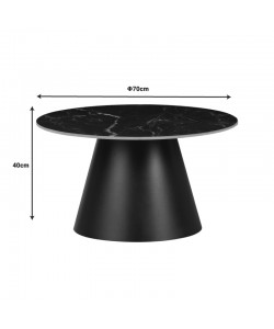 Τραπέζι σαλονιού Fabrin Inart μαύρο μαρμάρου sintered stone-μαύρο μέταλλο Φ70x40εκ Τραπέζι σαλονιού Fabrin Inart μαύρο μαρμάρου sintered stone-μαύρο μέταλλο Φ70x40εκ