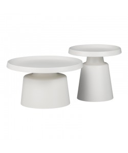 Τραπέζια σαλονιού Ginoze Inart σετ 2τεμ μέταλλο σε λευκή απόχρωση