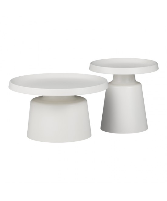 Τραπέζια σαλονιού Ginoze Inart σετ 2τεμ μέταλλο σε λευκή απόχρωση