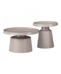 Τραπέζια σαλονιού Ginoze Inart σετ 2τεμ μέταλλο σε cappuccino απόχρωση