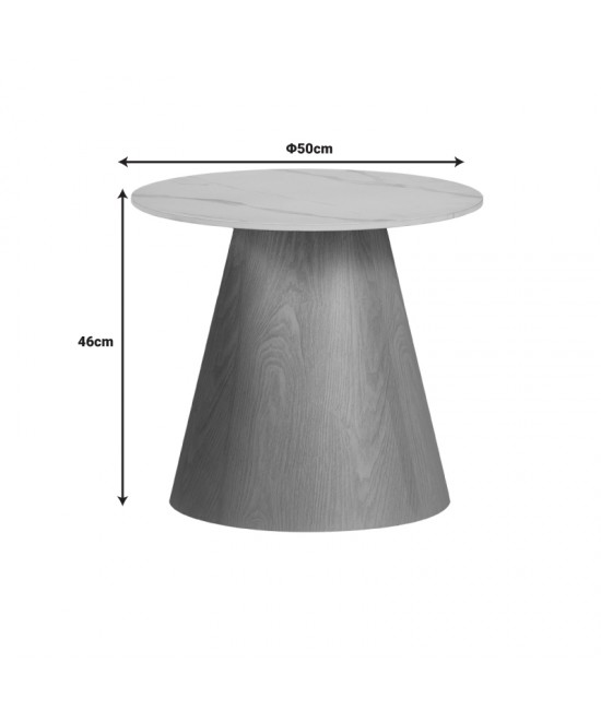 Βοηθητικό τραπέζι Soleire Inart λευκό μαρμάρου sintered stone Φ50x46εκ Βοηθητικό τραπέζι Soleire Inart λευκό μαρμάρου sintered stone Φ50x46εκ