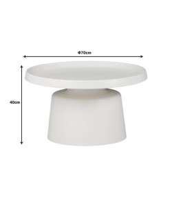 Τραπέζι σαλονιού Ginoze Inart λευκό μέταλλο Φ70x40εκ