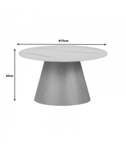 Τραπέζι σαλονιού Soleire Inart λευκό μαρμάρου sintered stone Φ70x40εκ