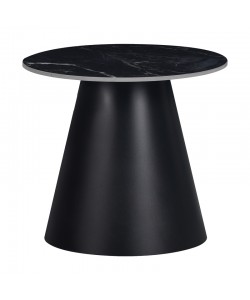 Βοηθητικό τραπέζι Fabrin Inart μαύρο μαρμάρου sintered stone-μαύρο μέταλλο Φ50x46εκ