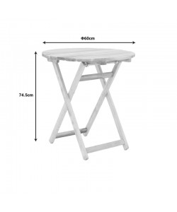 Τραπέζι Letna pakoworld πτυσσόμενο μασίφ ξύλο οξιάς σε φυσική απόχρωση Φ60x74.5εκ