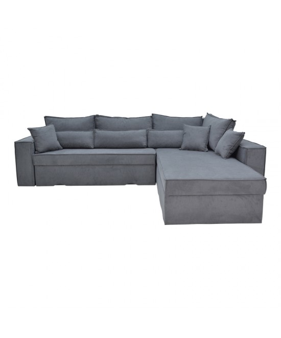Γωνιακός καναπές-κρεβάτι αναστρέψιμος Venzie pakoworld ύφασμα σε γκρι απόχρωση 283x214x83εκ