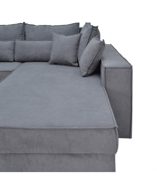 Γωνιακός καναπές-κρεβάτι αναστρέψιμος Venzie pakoworld ύφασμα σε γκρι απόχρωση 283x214x83εκ