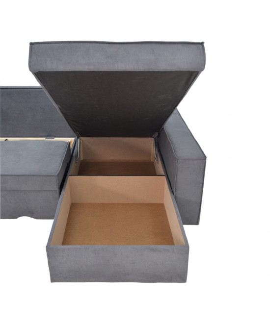 Γωνιακός καναπές-κρεβάτι αναστρέψιμος Venzie pakoworld ύφασμα σε γκρι απόχρωση 283x214x83εκ