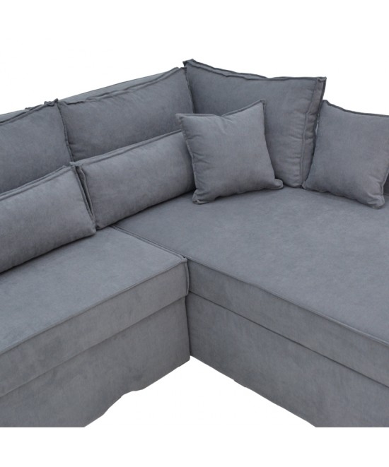 Γωνιακός καναπές-κρεβάτι αναστρέψιμος Venzie pakoworld ύφασμα σε γκρι απόχρωση 283x214x83εκ