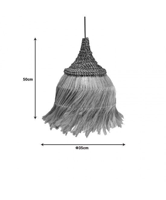 Φωτιστικό οροφής Arupade Inart abaca ξύλο σε φυσικό χρώμα Φ35x50εκ