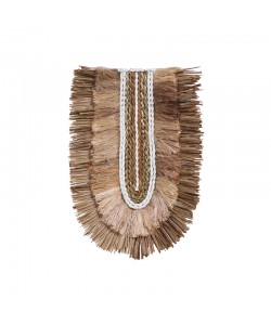 Διακοσμητικό τοίχου Earsy II Inart seagrass σε φυσικό χρώμα 38x30x8εκ