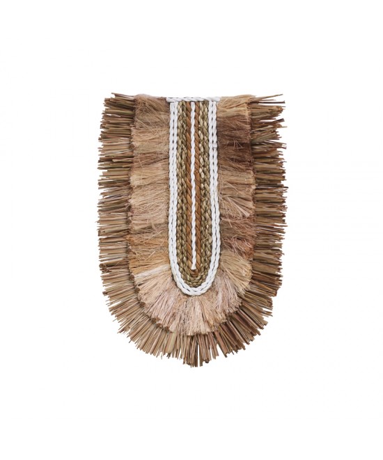 Διακοσμητικό τοίχου Earsy II Inart seagrass σε φυσικό χρώμα 38x30x8εκ