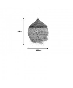 Φωτιστικό οροφής Fiorine Inart abaca σε φυσικό χρώμα Φ35x45εκ