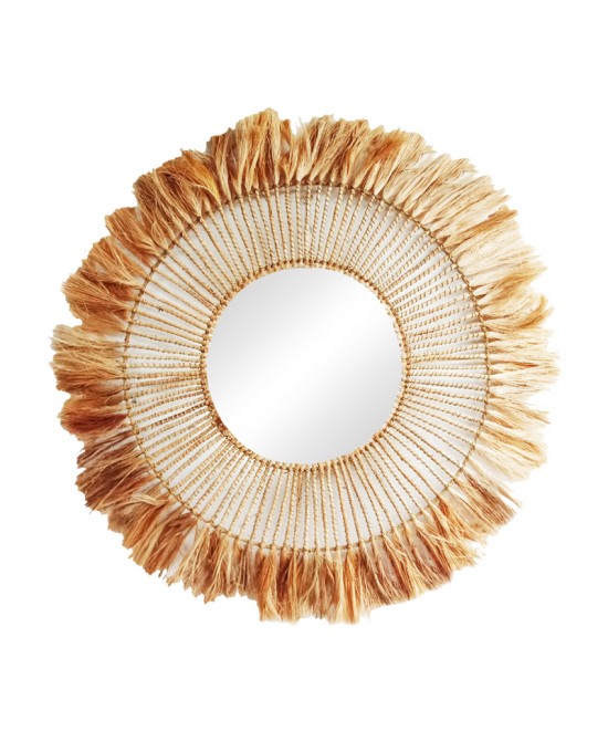 Καθρέπτης Namiere Inart abaca σε φυσικό χρώμα Φ100x4εκ