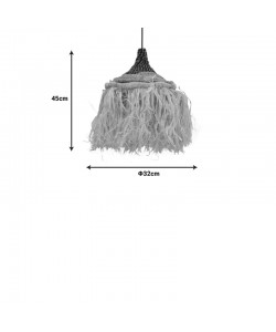 Φωτιστικό οροφής Sermene Inart sisal σε φυσικό-μαύρο χρώμα Φ32x45εκ