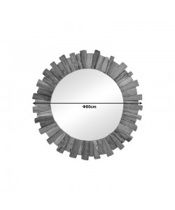 Καθρέπτης Rounder pakoworld teak ξύλο σε φυσική απόχρωση Φ80x4εκ