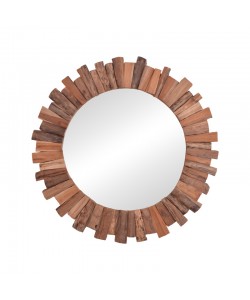 Καθρέπτης Rounder pakoworld teak ξύλο σε φυσική απόχρωση Φ80x4εκ