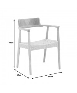 Πολυθρόνα Jojene pakoworld rubberwood και σχοινί σε φυσική απόχρωση 58x54x79εκ