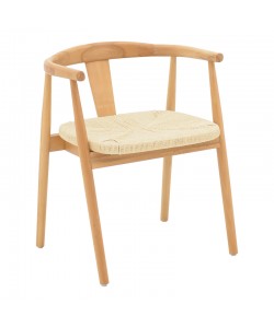 Πολυθρόνα Gernine pakoworld μασίφ ξύλο οξιάς και σχοινί σε φυσική απόχρωση 56x49x73εκ