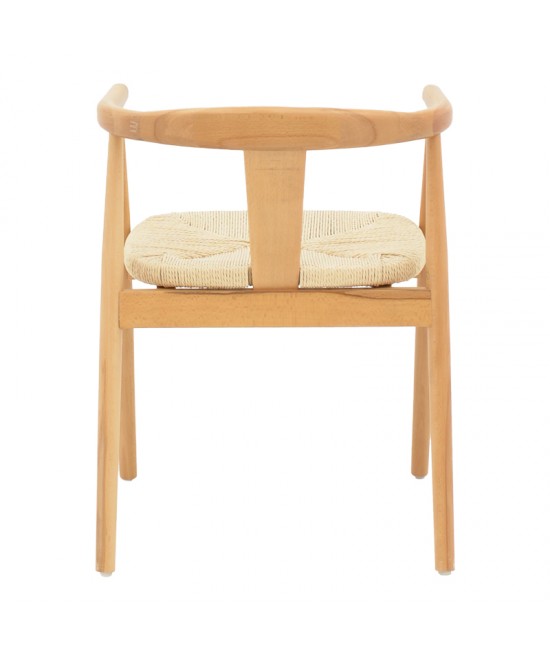 Πολυθρόνα Gernine pakoworld μασίφ ξύλο οξιάς και σχοινί σε φυσική απόχρωση 56x49x73εκ