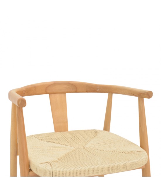 Πολυθρόνα Gernine pakoworld μασίφ ξύλο οξιάς και σχοινί σε φυσική απόχρωση 56x49x73εκ